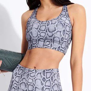 Onzie Warrior Gray-Black Snake Print Sport Bra, Padded, Size M/L